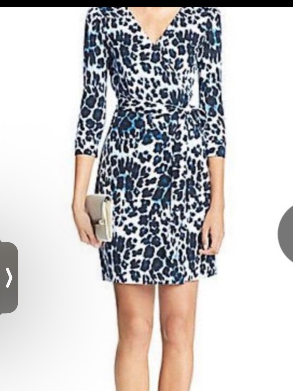 DVF Blue Leopard Print Wrap Dress - Women's